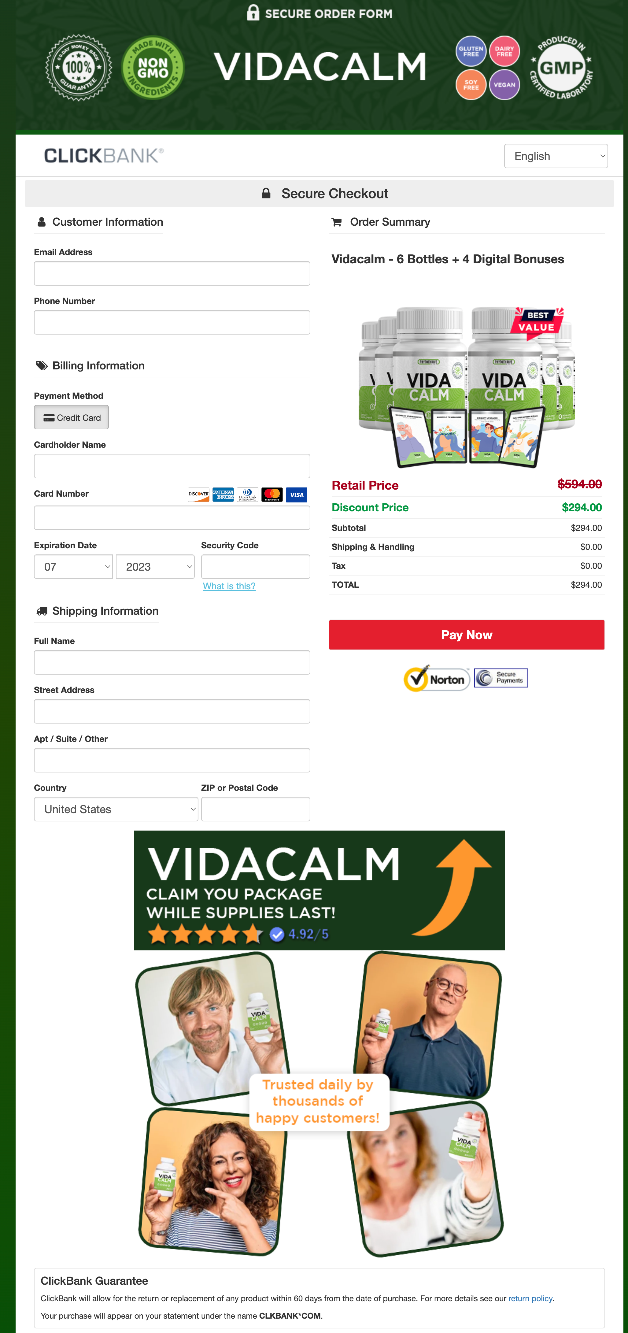 VidaCalm - Order Page